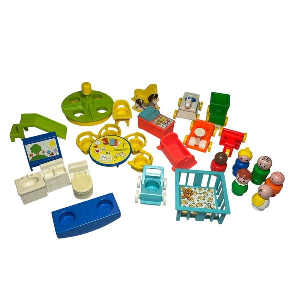 Vintage Fisher-Price Little People Playset Lot – Figures, Furniture, Vehicles - Picture 1 of 8